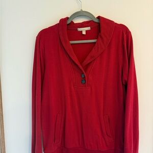Banana Republic Red Women's Sweatshirt with Button Detail